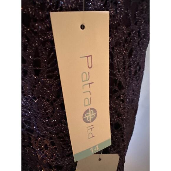 Patra LTD Eggplant Lacy Short Sleeve Dress Size 14 - Picture 5 of 7